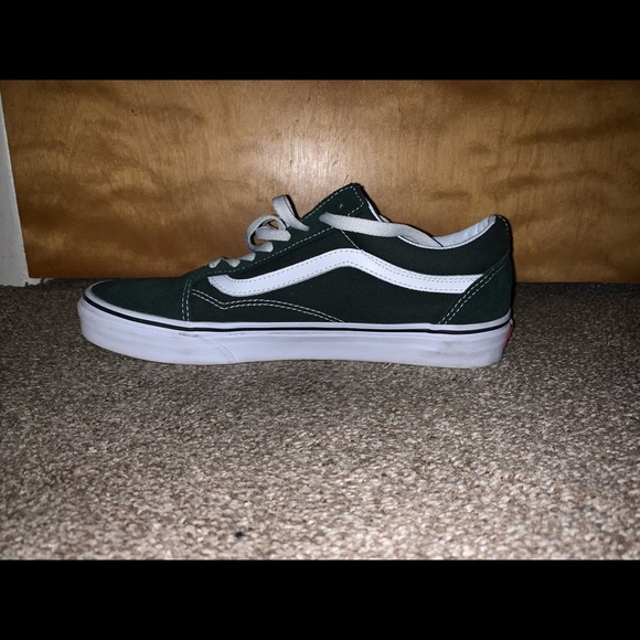 vans old skool trekking green & white skate shoes